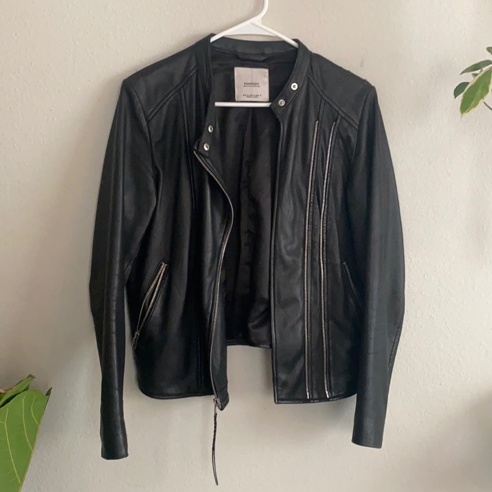 Mango genuine leather jacket